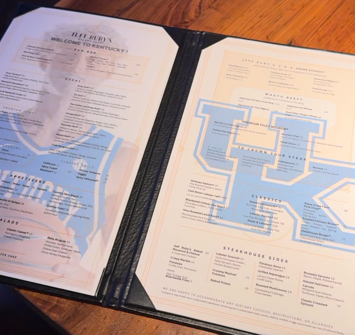 👀 Jeff Ruby's customized a menu for Collin Chandler during his visit earlier this week. Trent Noah received the same welcome on his visit. It's a nice touch for the players.