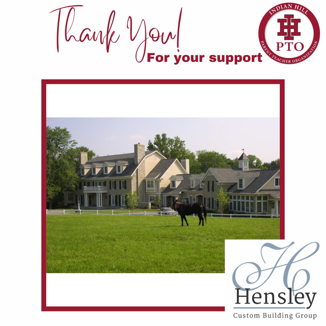 IH PTO extends our sincere thanks to Hensley Custom Building Group for their generous support of our efforts for the 2023-2024 school year!

Find out more about Hensley Custom Building Group online at hensleyhomes.com or find them on Instagram @hensleycustombuildinggroup