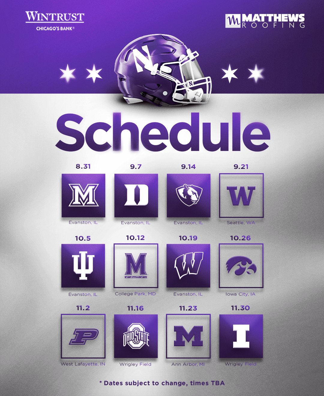 Northwestern football schedule 2020 discount