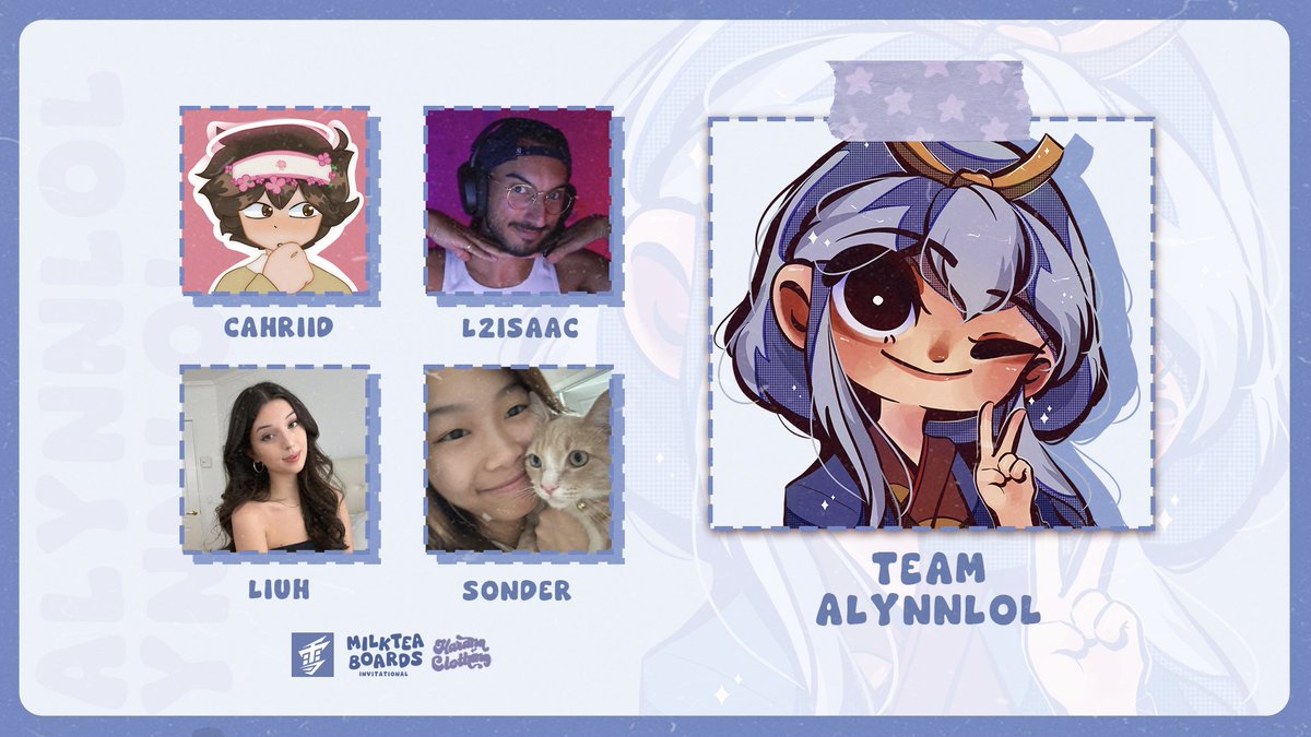 Announcing the third team of the third #MTBInvitational, presented by @YukiAim and @haranaclothing! Team Alynn @alynnlol @sonderx_x @L21saac @itsliuh @Cahriid Watch them compete live on Saturday & Sunday, June 1 - 2 @ 4 PM EST!