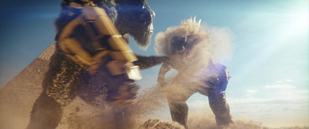 Just watched Godzilla x Kong: The New Empire and it was pure cinema. Some highlights:

1) Kong has a goofy yet narratively important toothache
2) Godzilla uses the Colosseum as a dog bed
3) Kong uses Mini-Kong as a nunchuck
4) Kong deploys pocket sand

I loved it, cinema is back