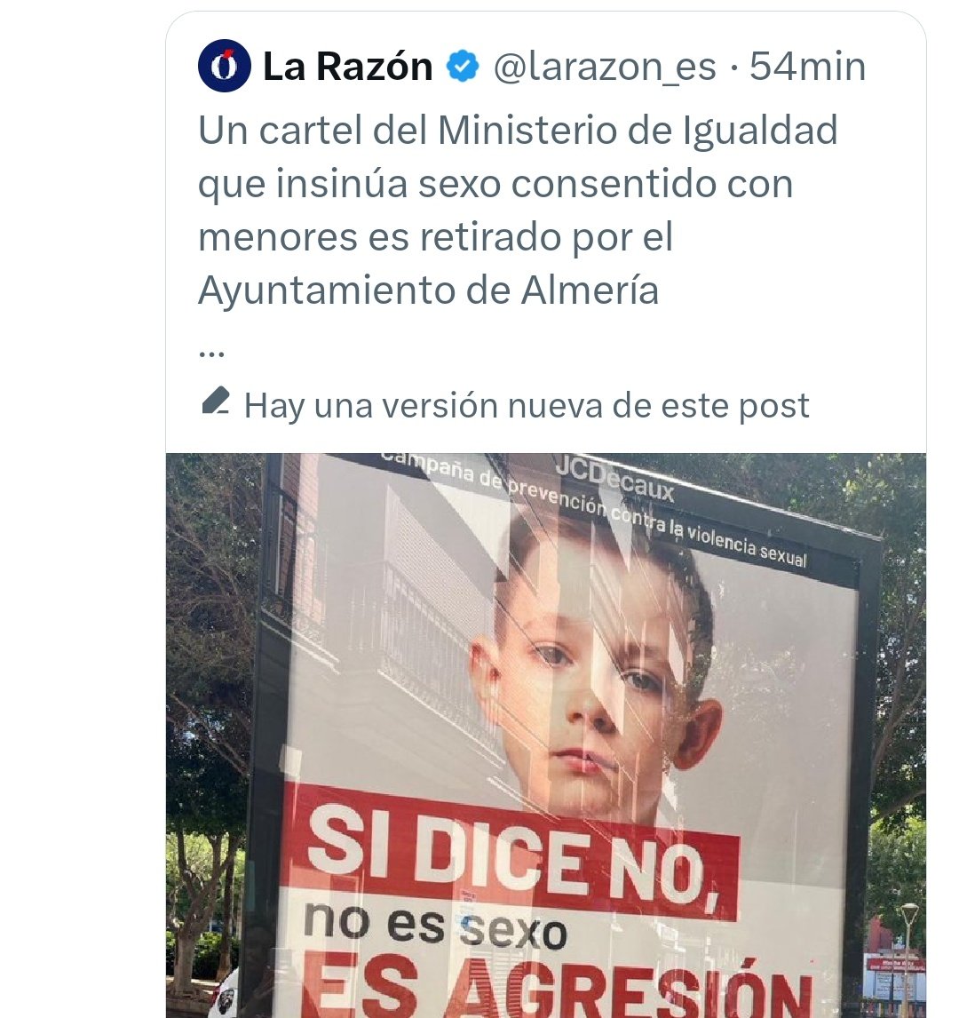 El diario de <a href="/pacomarhuenda/">Francisco Marhuenda</a> ha editado el post sin aclarar que había difundido un bulo. No se trata de un cartel "del Ministerio de Igualdad". Su logotipo aparece en él porque el Ayuntamiento de Almería pretendía acogerse a financiación el ministerio para su lamentable campaña.