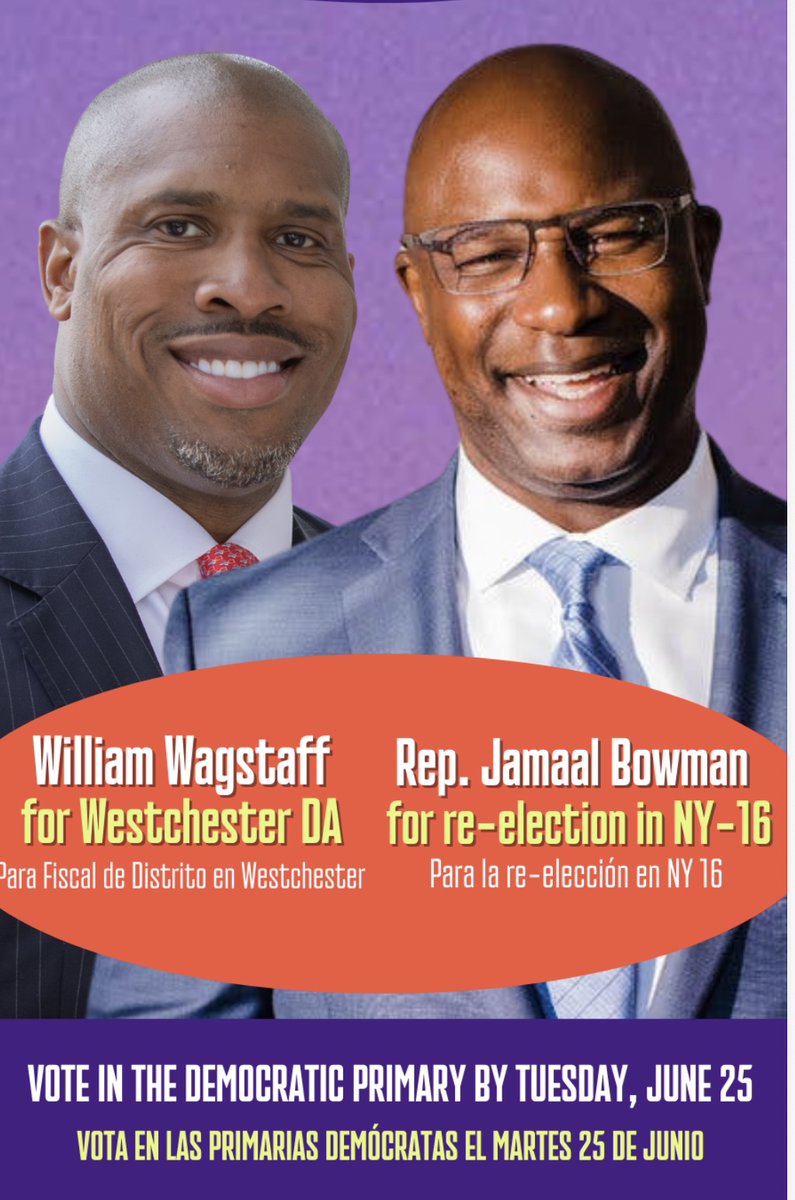 Join us for a Elmsford/Fairview/Greenburgh canvass for Rep. Jamaal Bowman and DA candidate William Wagstaff! Sunday May 19th from 4-6pm to help these two WFP champions win their Democratic primary races and we need your help! Please RSVP here: mobilize.us/ny-wfp/event/6…...