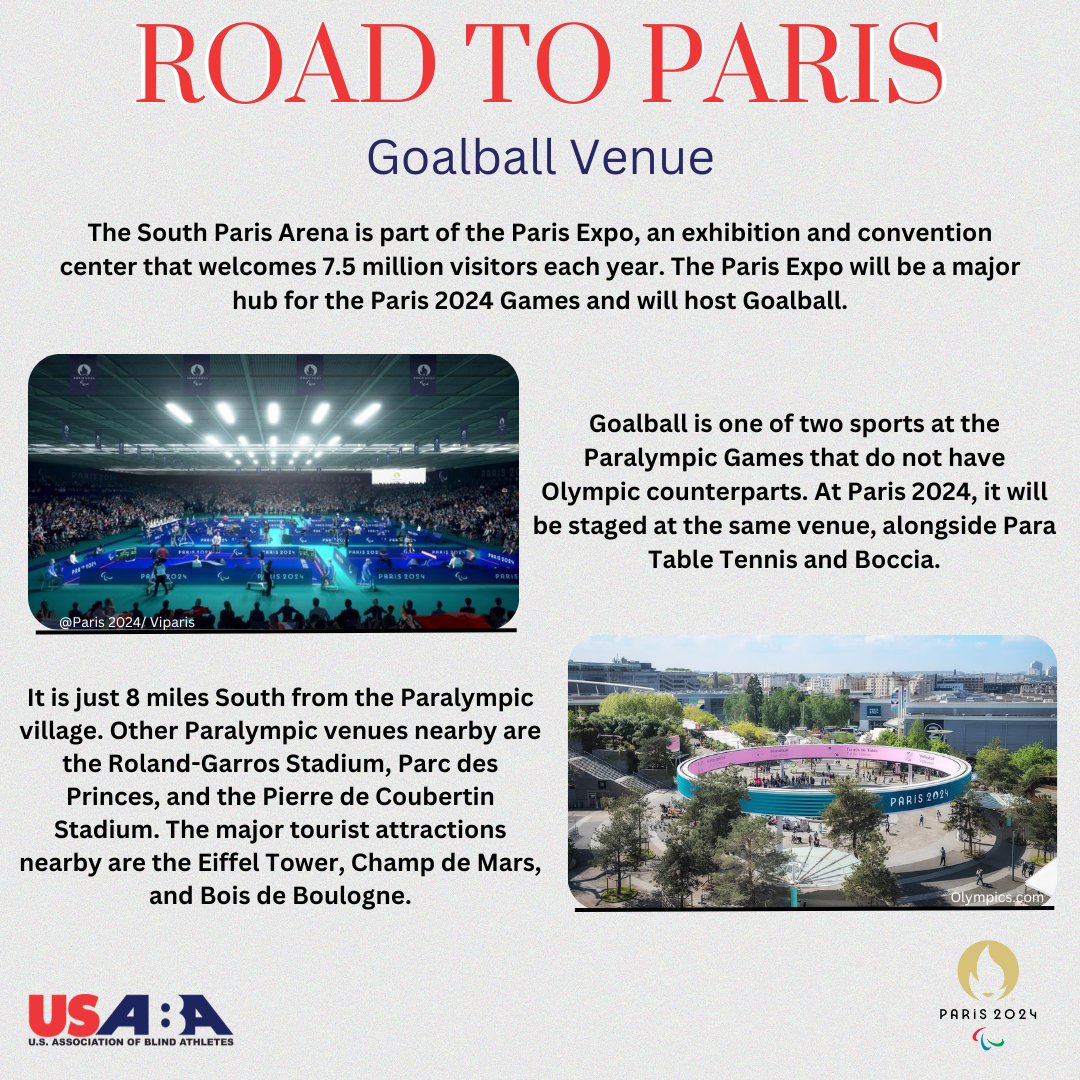 Our #RoadtoParis this week takes a look at the South Paris Arena which will play host to Goalball during the @Paris2024 @Paralympics...