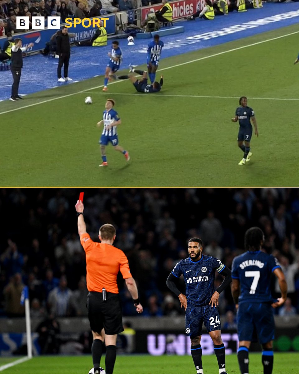 69' - Subbed on 88' - Sent off Reece James was shown a red card for kicking out at Joao Pedro ❌ #BHACHE