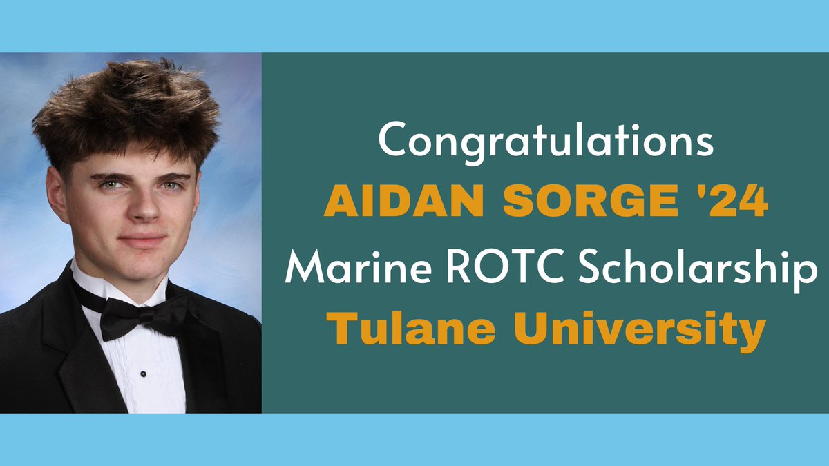 Congratulations to Aidan Sorge of the Class of 2024 for earning a Marine ROTC Scholarship at Tulane University! We are very proud of your hard work and commitment to service.