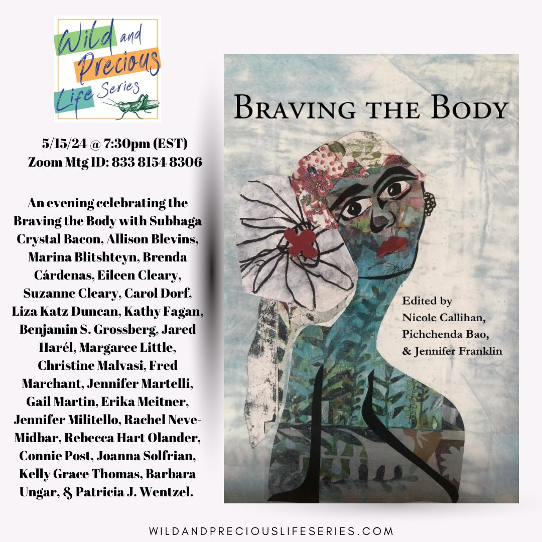 Join us tonight (5/15) to celebrate BRAVING THE BODY! #poetry #poets #poetrycommunity #poetrylovers