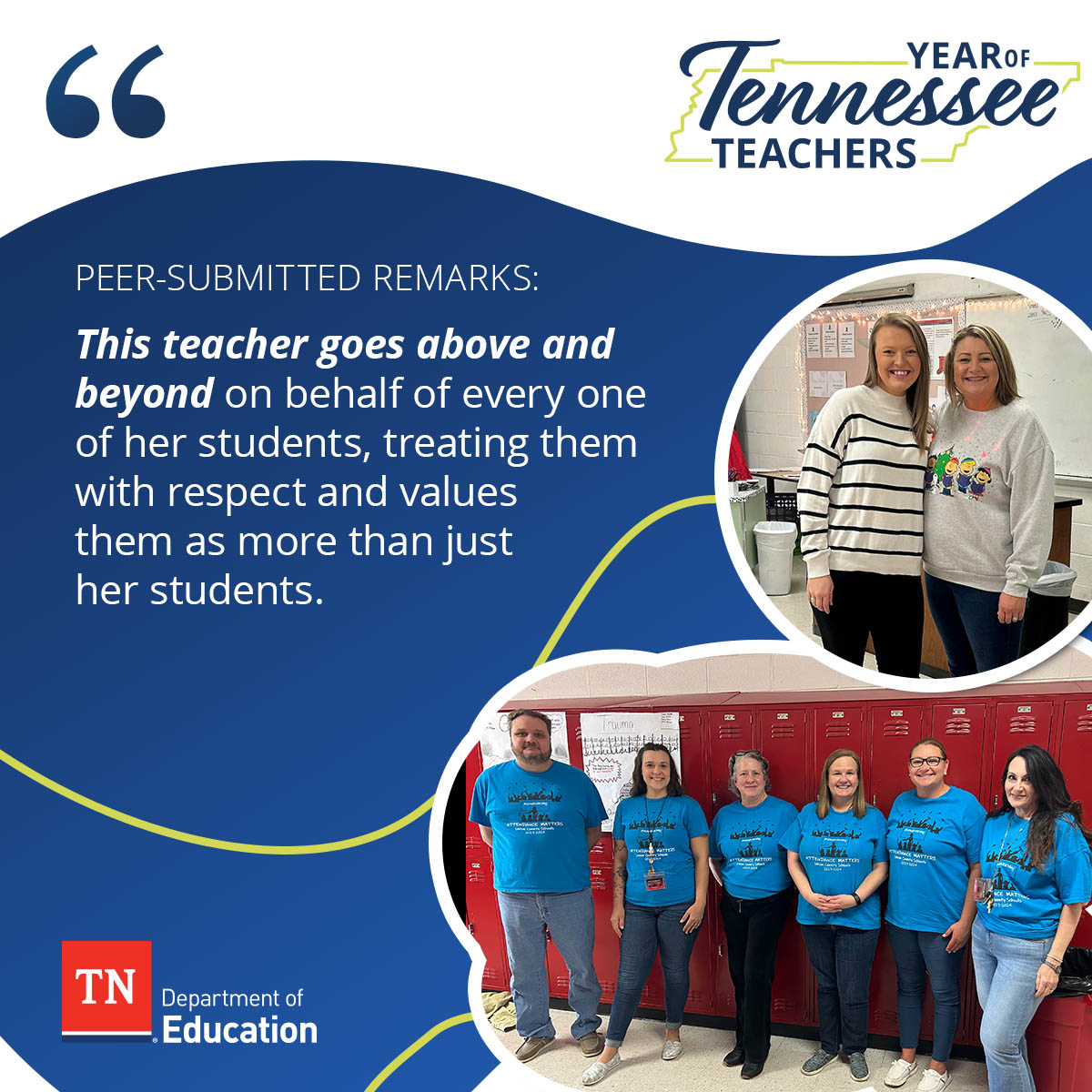 We are thrilled to spotlight Union County Schools' Heather Wallace, nominated by her peers for the passion and commitment she shows her students every day. Your dedication to students is appreciated! #TNSupportsTeachers