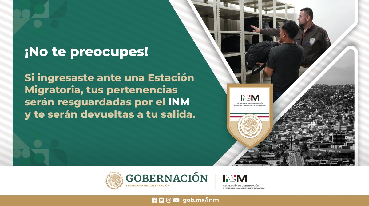 Las pertenencias 🧳 de las personas #migrantes alojadas en las Estaciones Migratorias y Estancias Provisionales, son resguardadas por el personal del @INAMI_mx.
#INMContigo