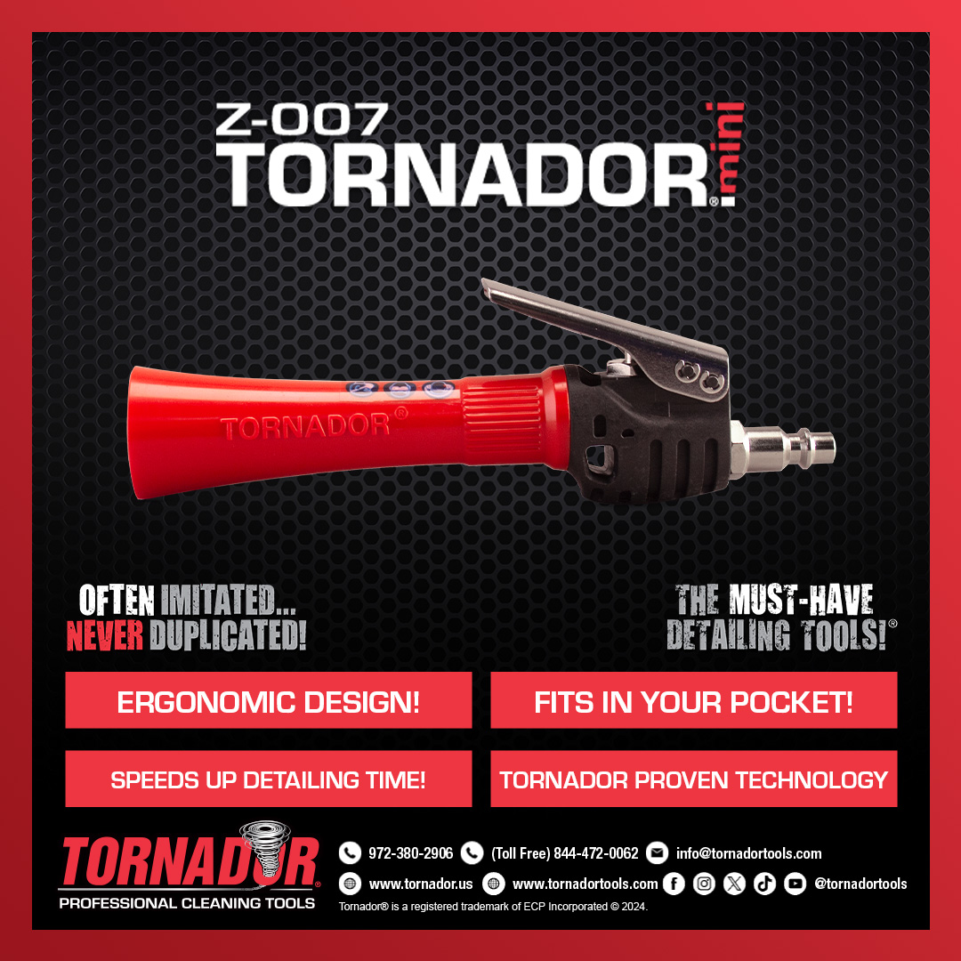 The Z-007 is a compact, yet powerful tool that works with your air compressor to blow debris and moisture out of hard-to-reach areas. It can even fit in your pocket! #tornador #detailing #detailingcars #autodetailing #mobiledetailing #carwash #satisfying #clean #dirty