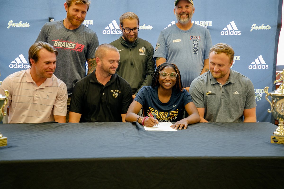 Congratulations to MaKenzie Cumbee, CHS Track & Field's tenacious athlete, on signing with Reinhardt University! #GoEagles #GoJackets 🐝