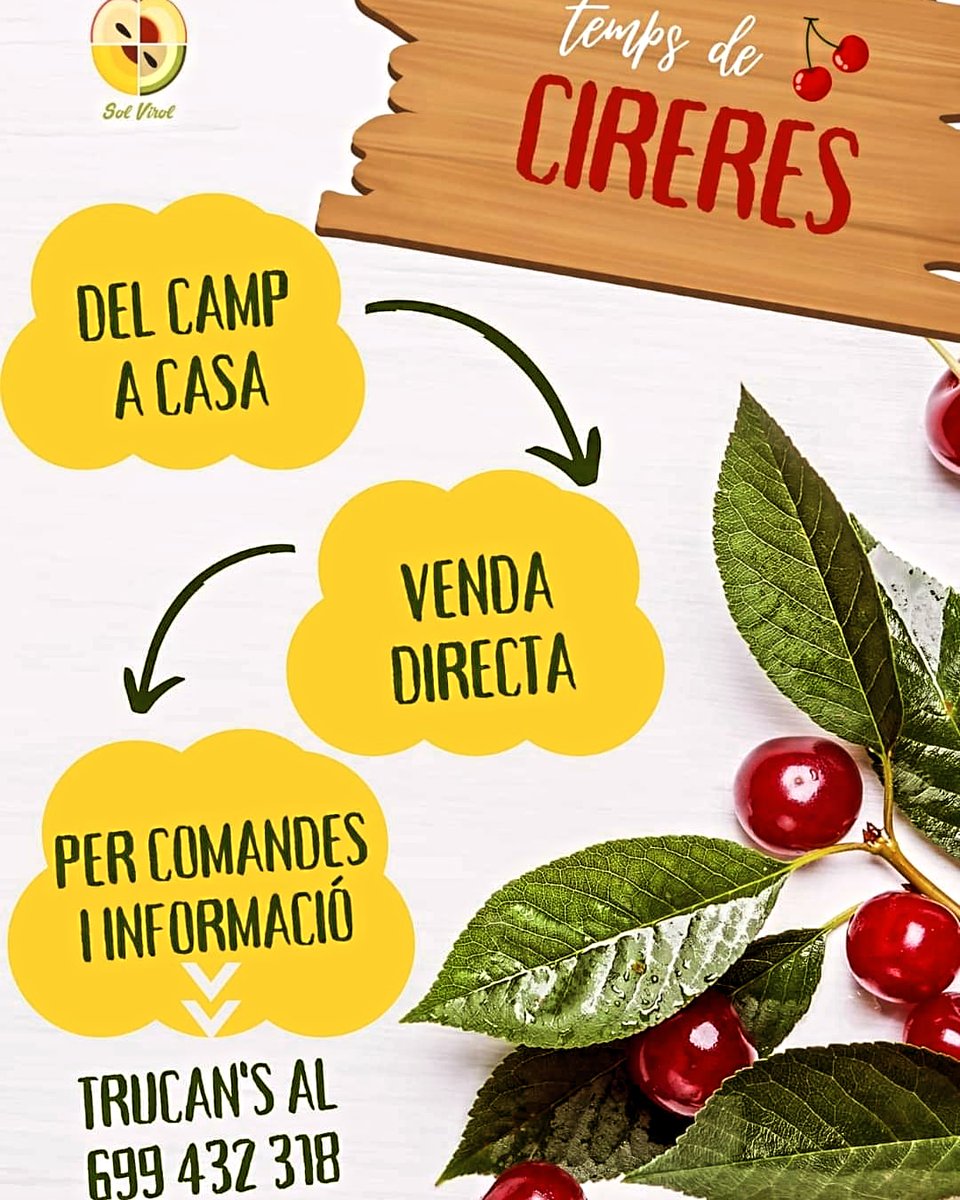 Pagesos d'Alpicat que fan el pas de venda directa oferint cireres de qualitat... Els podeu fer comanda i potenciar la nostra pagesia de Ponent. Visca la Terra!
Bonus extra: les cireres són de la partida Pla de Montsó a @hortadelleida  al costat del municipi d'Alpicat👍😉