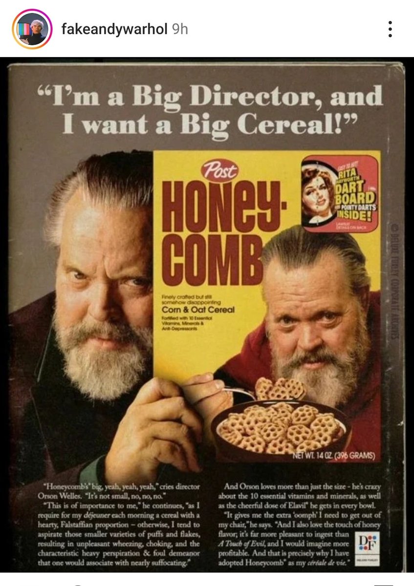 F for Fake, H for Honey-Comb! #orsonwelles Follow fakeandywarhol at @instagram!