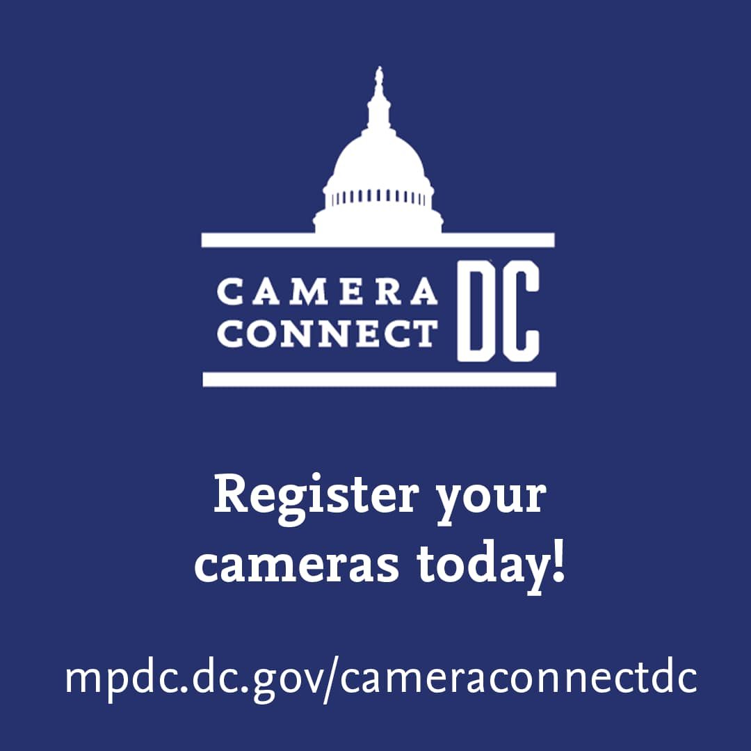 We can all work together to keep our neighborhoods safe. 📹📷 Join the CameraConnect DC program to help expand our network of security cameras and provide valuable footage to @DCPoliceDept. Registration is free! Learn more➡️ mpdc.dc.gov/cameraconnectdc