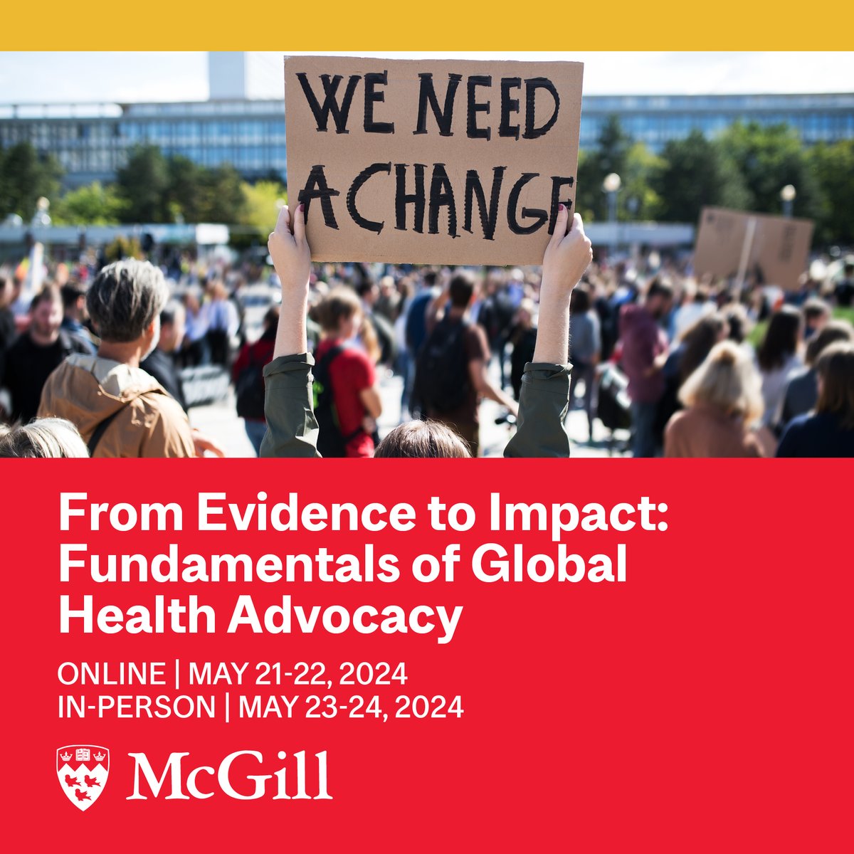 Did you know we're offering a brand-new course on effective global health advocacy with @McGillGHP? 👀Dive into #GlobalHealth advocacy theory and practices with us - open to all levels of experience, in-person & virtually! Don't miss out - register now👇 mcgill.ca/summerinstitut…