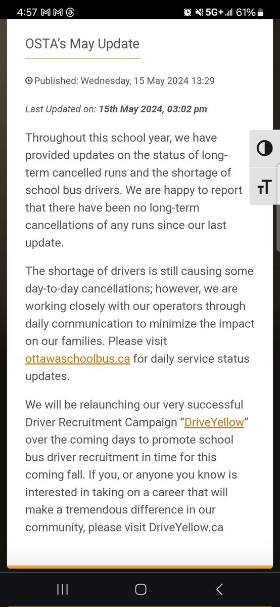 Ottawa friends: Bus drivers support student safety and consistent school attendance. Maybe you know someone who would like to do this important work. driveyellow.ca