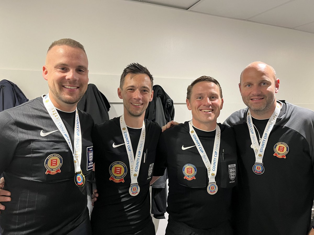 Congratulations to Richard, Joe, Robert and Simon for officiating the BBC Essex Saturday Premier Cup Final at Aveley FC tonight 👏