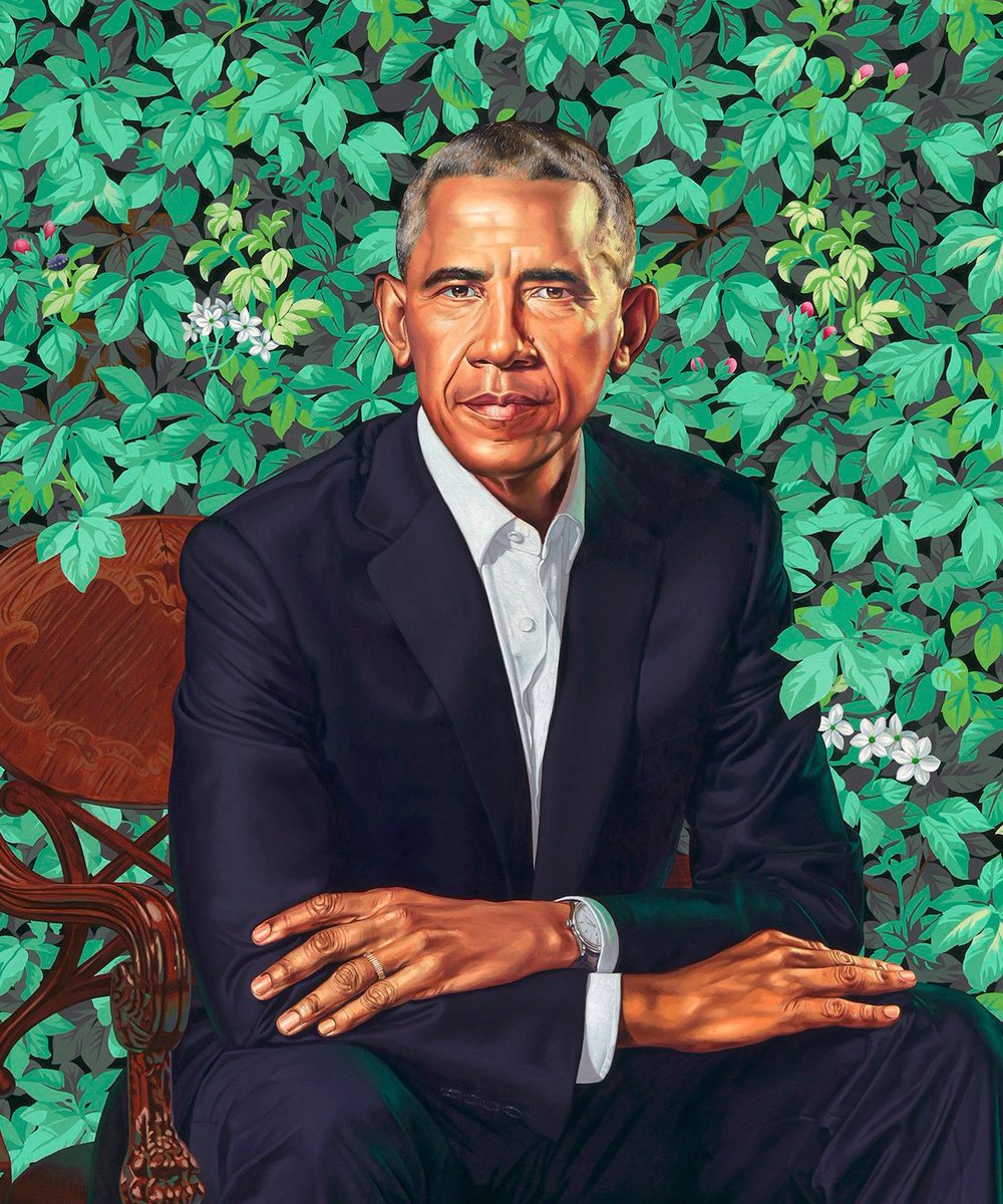The execution of this painting is much more pleasing to me than that of Obama's portrait.

I've always favored a rough, painterly aesthetic to the smooth gradients you see in the latter. In Obama's defense, that style has a very 'hometown mural' feel. More approachable.