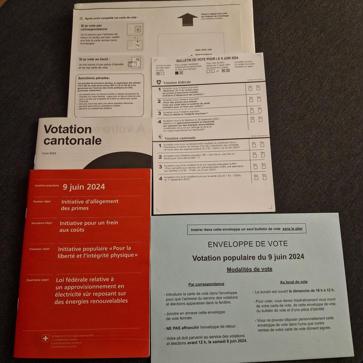 On va mettre des petites croix dans des cases !

Faire son devoir citoyen !

#democratie #democratieCH #VotationCH #VotationGE #lamal #energiesrenouvelables #symboleshaineux #sante