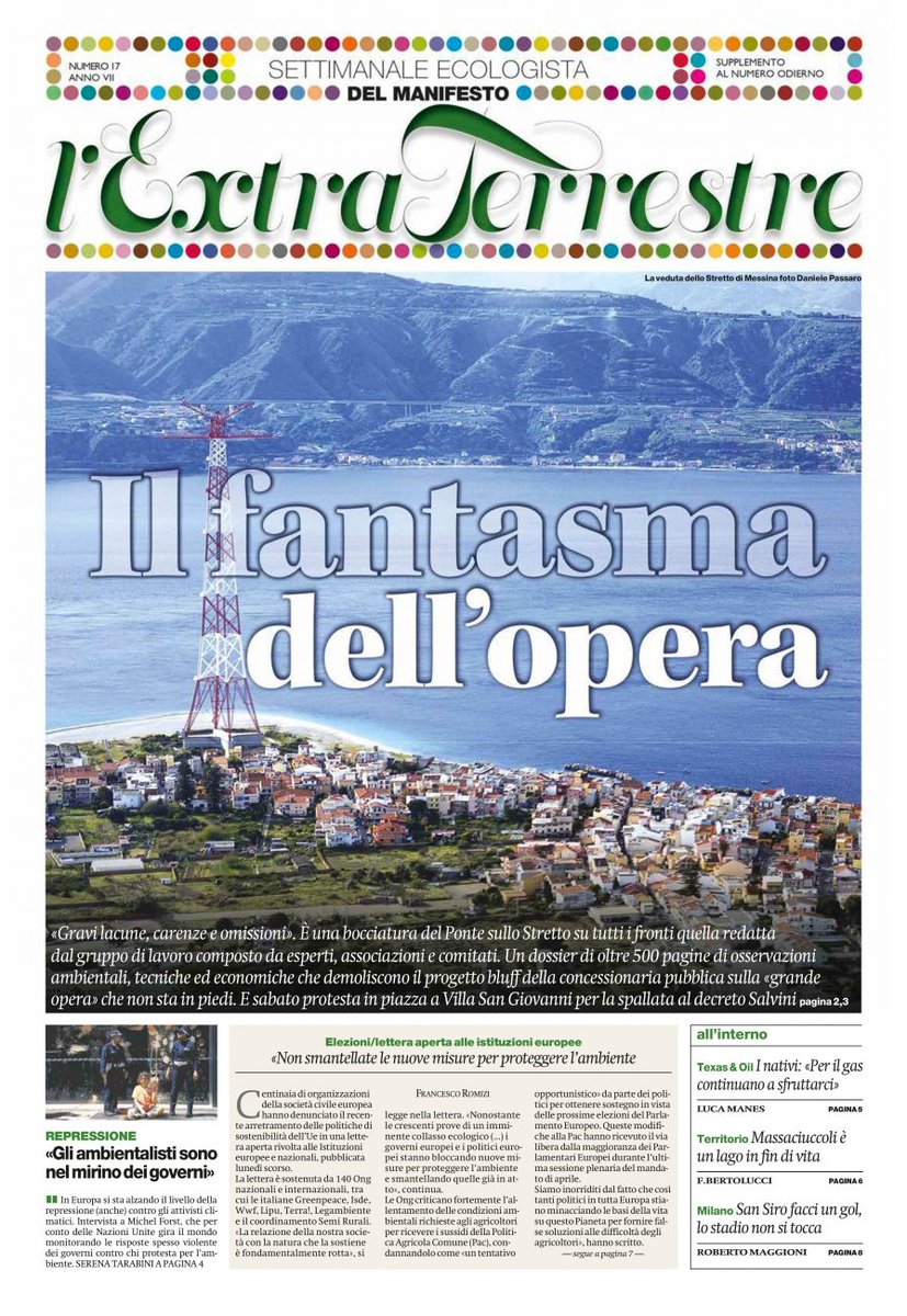 Un dossier redatto da esperti, associazioni e comitati demolisce il «progetto bluff» del Ponte sullo Stretto di Messina La copertina dell'Extraterrestre del 16 maggio Ogni giovedì in edicola con il manifesto