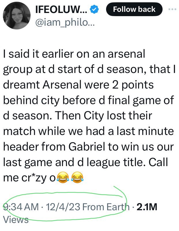 Nigerian lady goes viral over a post she made about the events, leading up to the end of the English Premier League season