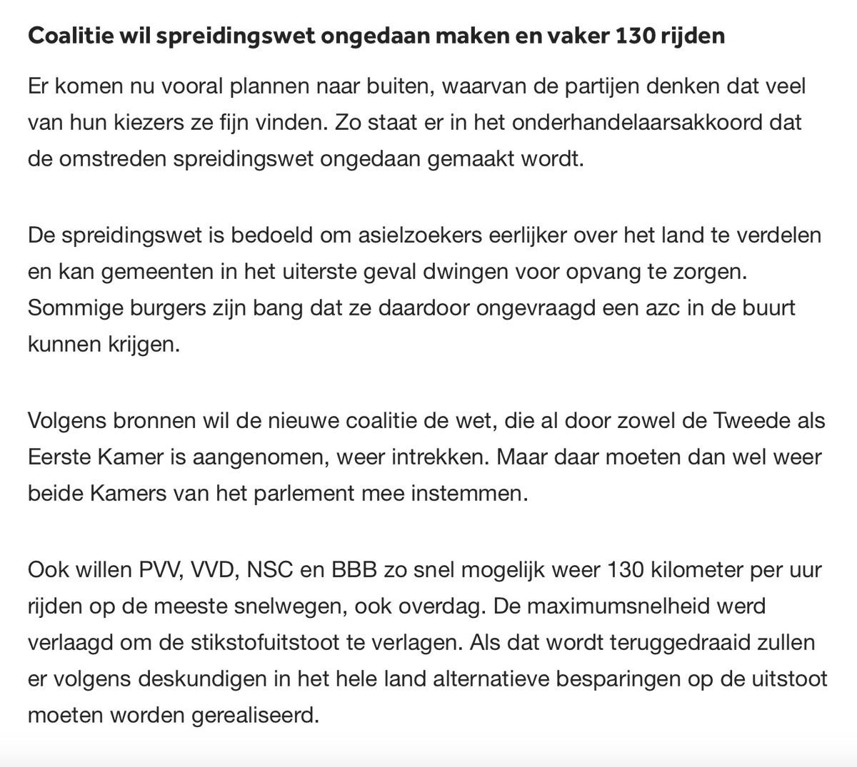 We gaan, vrees ik, een kabinet krijgen dat doet alsof NL z'n eigen goddelijke gang kan gaan als het gaat om asielbeleid en milieu en vervolgens 'links' de schuld zal geven als blijkt dat de wereld anders in elkaar zit.