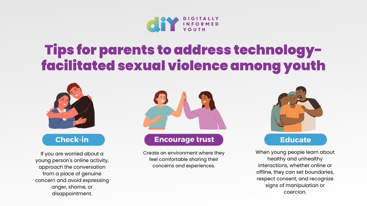 Are you a parent or a trusted adult? 👪 Addressing technology-facilitated sexual violence among youth requires an ongoing effort to stay informed, engage in open conversations and maintain a supportive environment. Here are some tips that might pave the way 👇