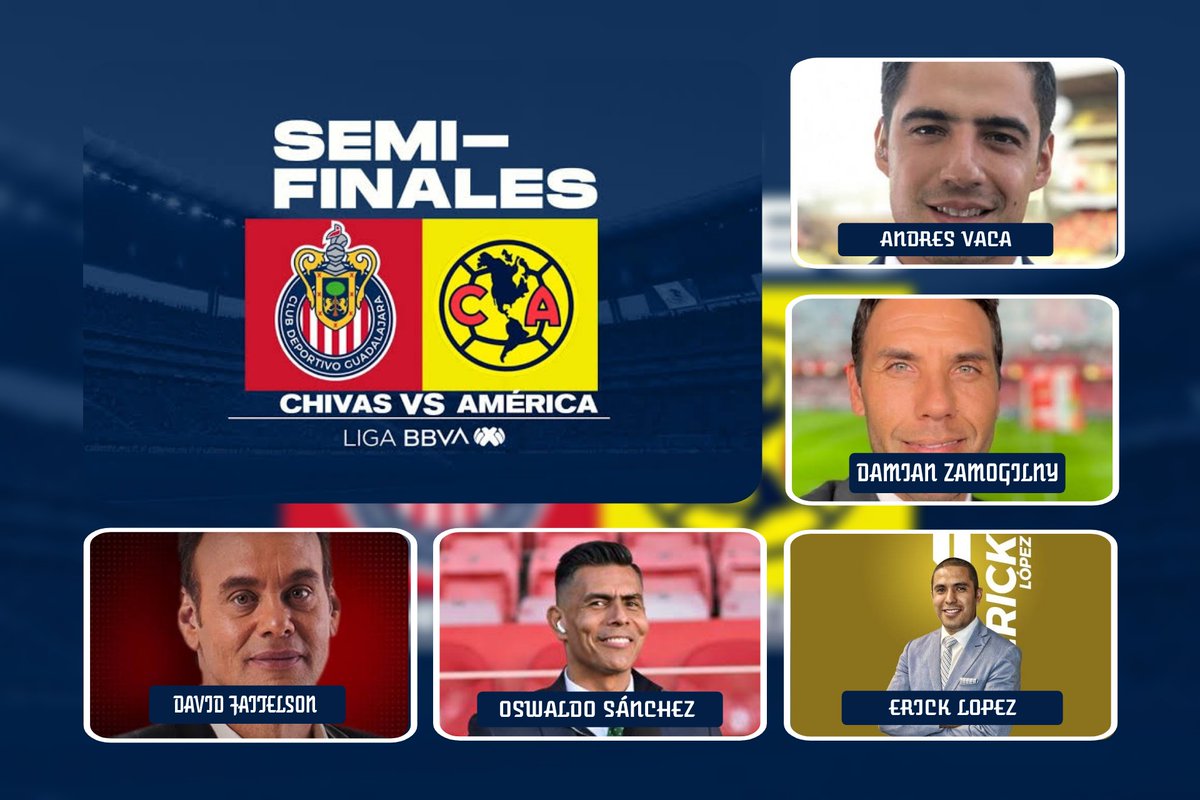 🇲🇽 | @LigaBBVAMX Chivas vs América 📺 | @MiCanal5 🤵 | @Andres_Vaca_ 🧑‍💼 | @DavidFaitelson_ 🧑‍💼 | @RusoZamogilny 🧑‍💼 | @SanOswaldo_TD 🧑‍💼 | @_ericklo 🕘 Miércoles 20:05 Hrs 🇲🇽