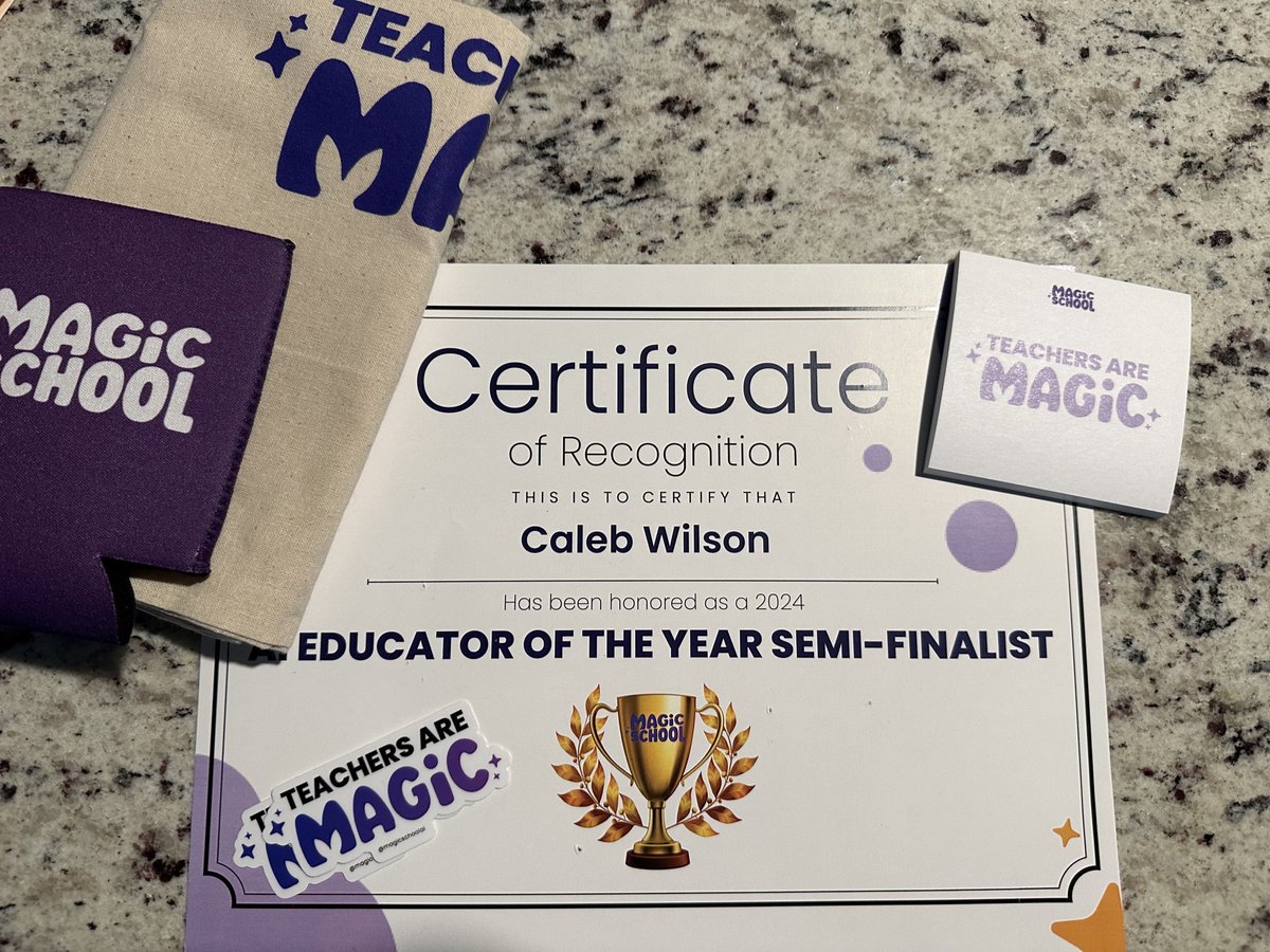 Caleb J. Wilson, M. Ed (@mrcalebjwilson) on Twitter photo Thank you <a href="/magicschoolai/">MagicSchool AI 💜 🪄✨</a> for the recognition, and all the gifts! Humbled and grateful!
And thank you for your dedication to teachers everywhere and advocating for keeping the “magic” at the center of education! Thank you <a href="/magicschoolai/">MagicSchool AI 💜 🪄✨</a> for the recognition, and all the gifts! Humbled and grateful!
And thank you for your dedication to teachers everywhere and advocating for keeping the “magic” at the center of education!