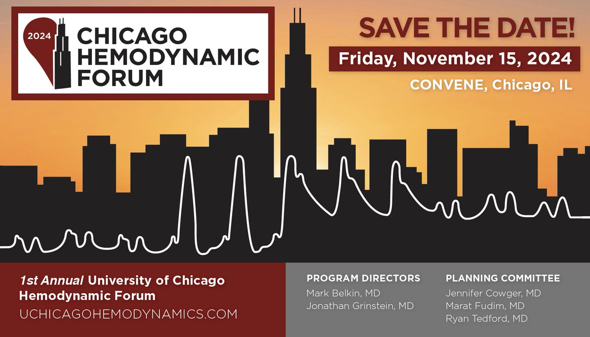 Do you love hemodynamics?! Come join us for the 1st Annual Chicago Hemodynamic Forum! uchicagohemodynamics.com