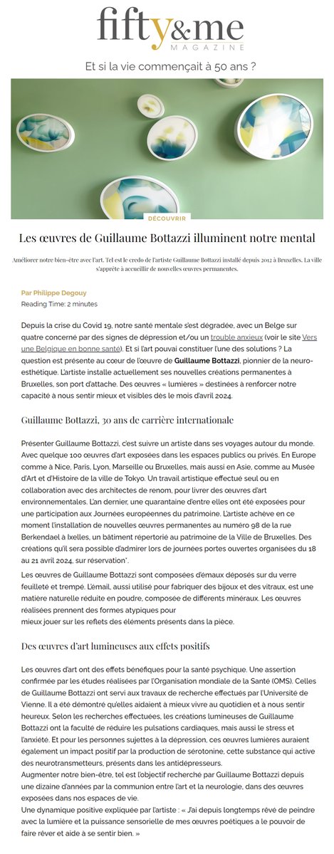 Guillaume Bottazzi - Fifty& Me MAGAZINE
'Améliorer notre bien-être avec l’art. Tel est le credo de l’artiste Guillaume Bottazzi...'
fiftyandmemagazine.be/fr/culture/dec…

#Fiftyme #santémentale #guillaumebottazzi #Bruxelles #bienêtre #bienêtreautravail #burnout