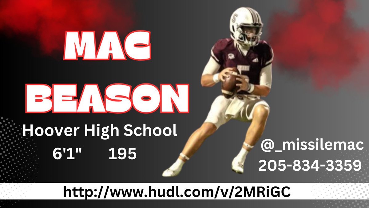 Check out Hoover QB Mac Beason. Competitor that can make all of the throws hudl.com/v/2MYFHN @_missilemac @BucsFootball @RecruitHoover @DexPreps @YellowhammerFB @RecruitsAlabama @AL_Recruiting @BigFaceSportss @UnLockYourGame @Gs_Sports_Talk
