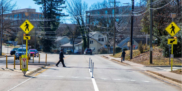 We're making MLK safer for all by adding flexible posts at crosswalks to slow cars down for pedestrians. They'll be at places like Timber Hollow & Shadowood. It's part of our Vision Zero commitment to eliminate all traffic fatalities & severe injuries: ecs.page.link/xjEk4