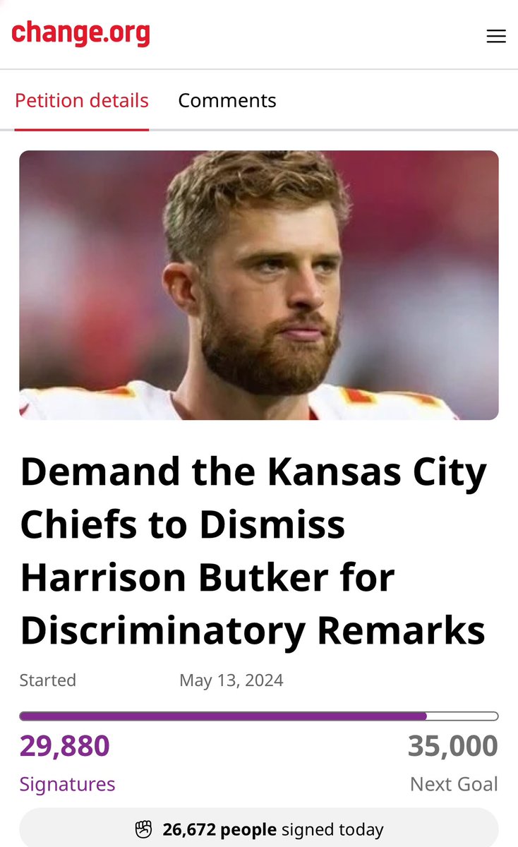 There’s currently a petition on change.org calling for the Chiefs to release Harrison Butker for his commencement speech. You think of all the horrible things current NFL players have done — Tyreek Hill beating his kids, DeShaun Watson, the various deadbeat Dads.