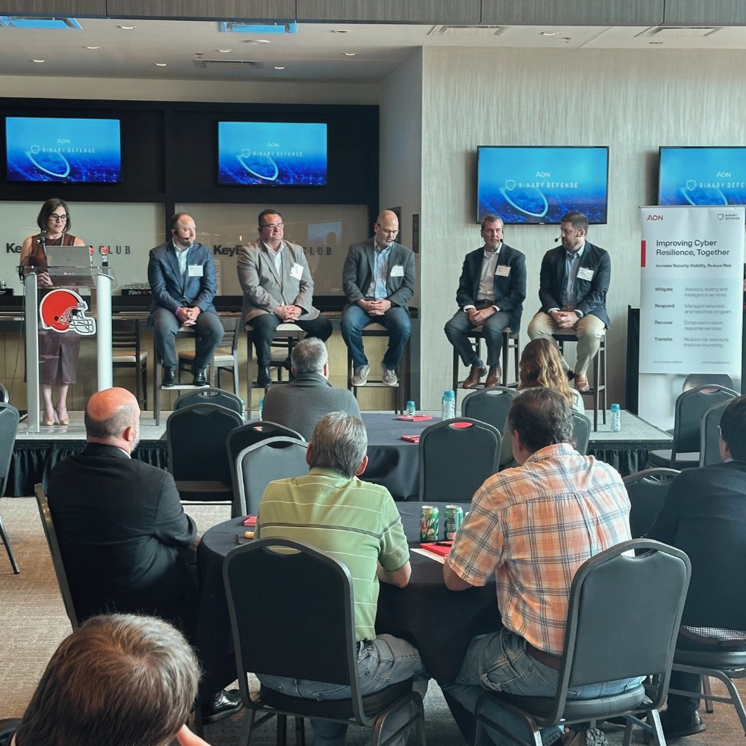 Our panel event at the @Browns stadium was a success. We had insightful conversations and discussed organizational #CyberResilience, a real-world customer scenario involving @Aon_plc and Binary Defense, and more. Thanks to those who participated!
#CyberRisk