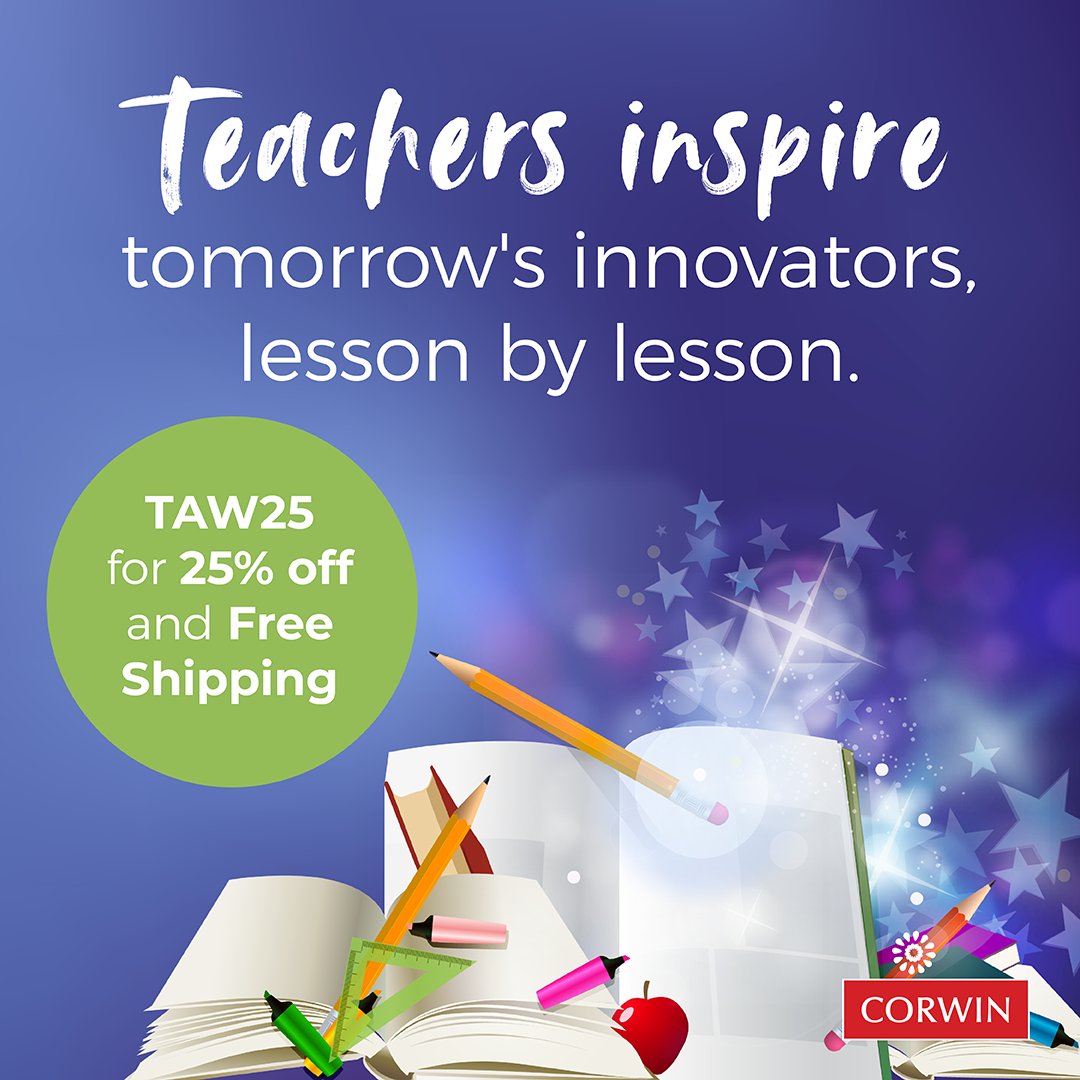 #TeacherAppreciationWeek 🍎✨ continues at Corwin! We admire the role of educators that inspire tomorrow's innovators! 📚💡 Use code TAW25 for a 25% savings + free shipping on your book purchases. Thanks for every lesson taught! 🌟 ow.ly/i9hC50RHzAq