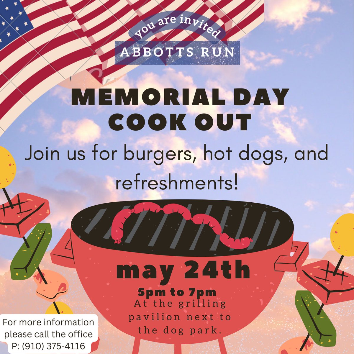 Cookouts are always the best! Just a little token of appreciation for our residents.

#goodfood #goodtimes #weloveourresidents #AbbottsRunApartments #SAMFAM
