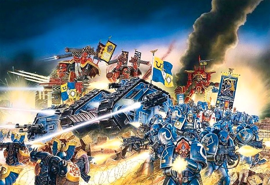We’ve found the other version of this awesome Warhammer 40k artwork! and this time the titans are clear and present in the background. I love the look of these ultramarines. What are your views on this piece?
.
#oldhammer #art #ultramarines #warhammercommunity #warhammer40k #40k
