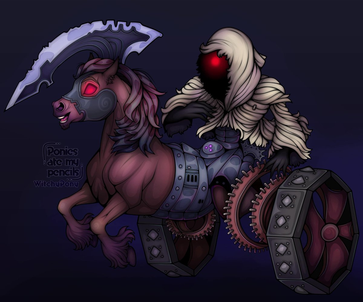 Throwback to one of the first FF7 related drawings I've done. 
Eligor, from Remake. Around the times where Cloud was protective over Aerith. 

Eligor reminds me of the Nuckelavee, just a more steampunk/fantasy version.

#FF7