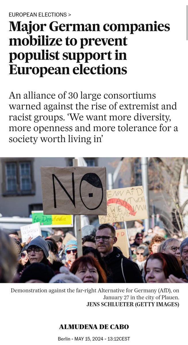 'We want more diversity, more openness and more tolerance for a society worth living in' No you don't that's just DEI corporate speak so generic it could have been written by ChatGPT. The reason why you want mass immigration from the third world in Germany is to pay low wages.