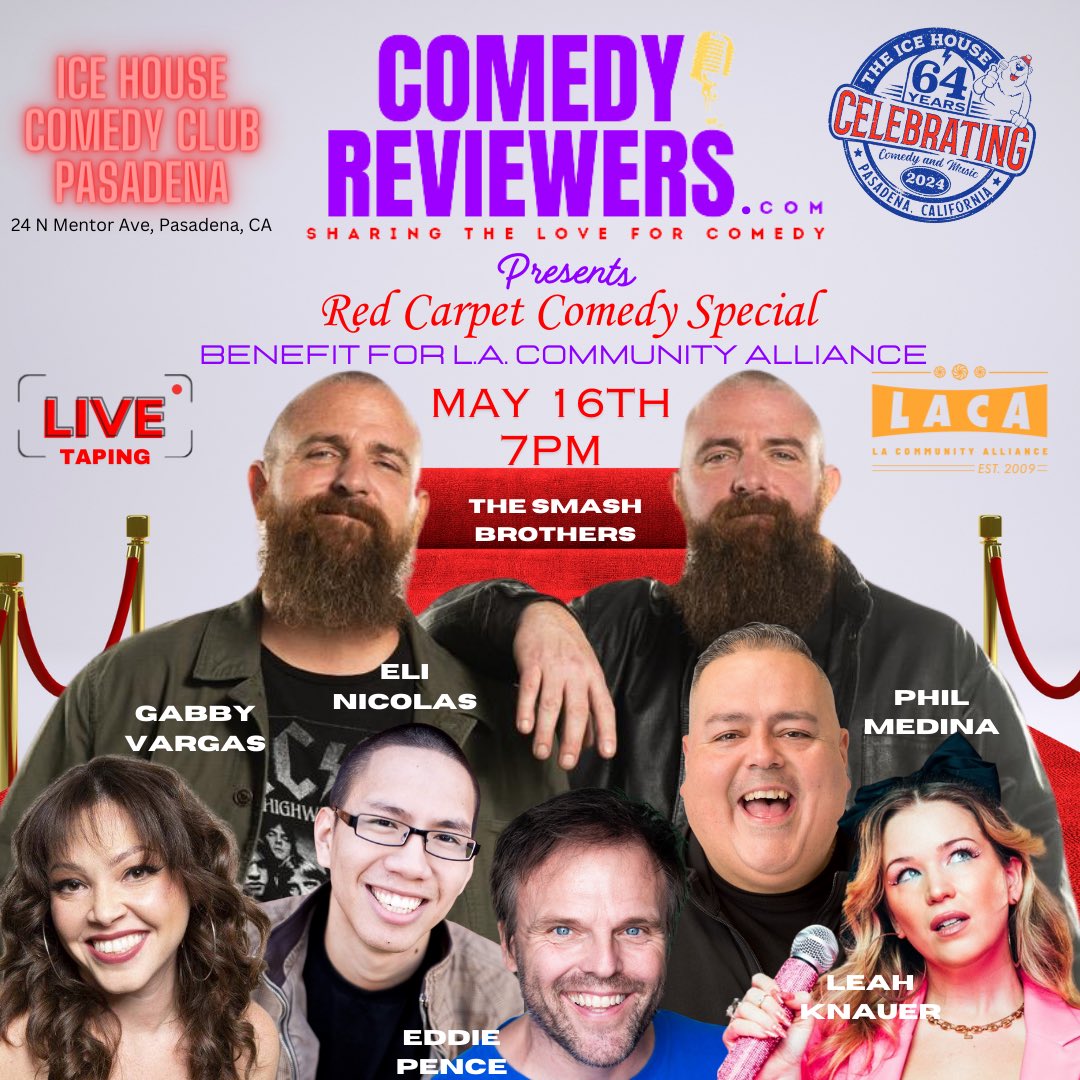 Come out &amp; support! Tomorrow Night at 7pm - Comedy Reviewers Presents: Benefit for L.A. Community Alliance 

ALL ticket proceeds will be donated to L.A. Community Alliance 🤍 Have a laugh with us!