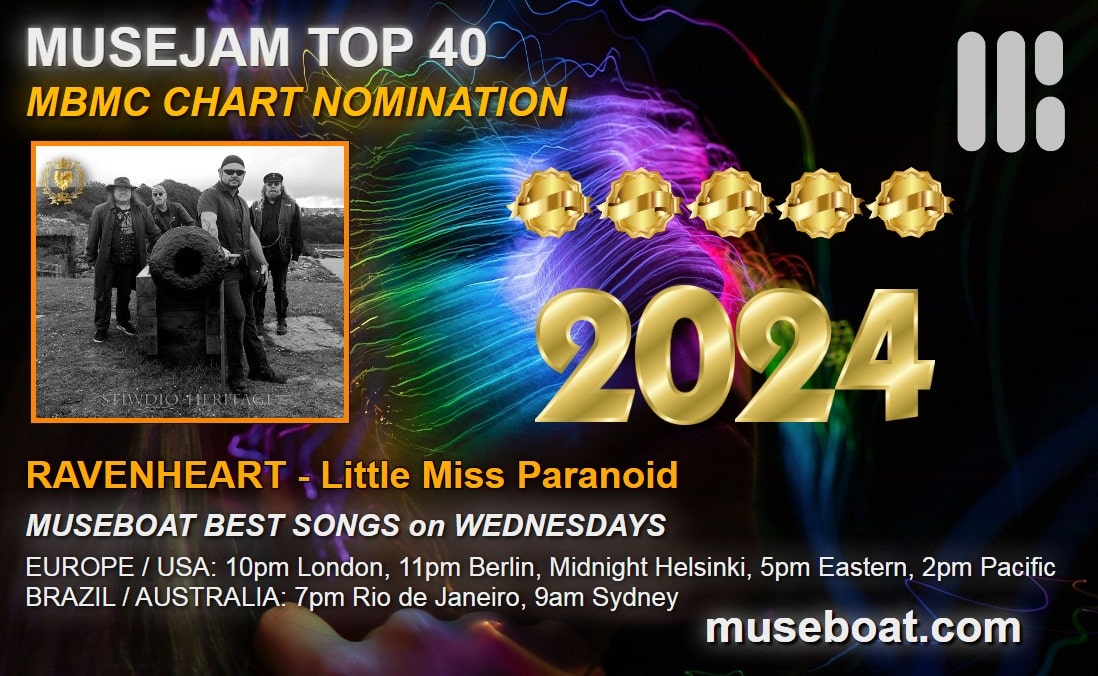 #RT MBMC Top 25 Chart at museboat.com # 20 RAVENHEART - Little Miss Paranoid museboat.com/responsive/art… @RavenheartGB VOTE for this song again at shorturl.at/amFQ9 😉 @museboatlive @ArtistRTweeters #top25