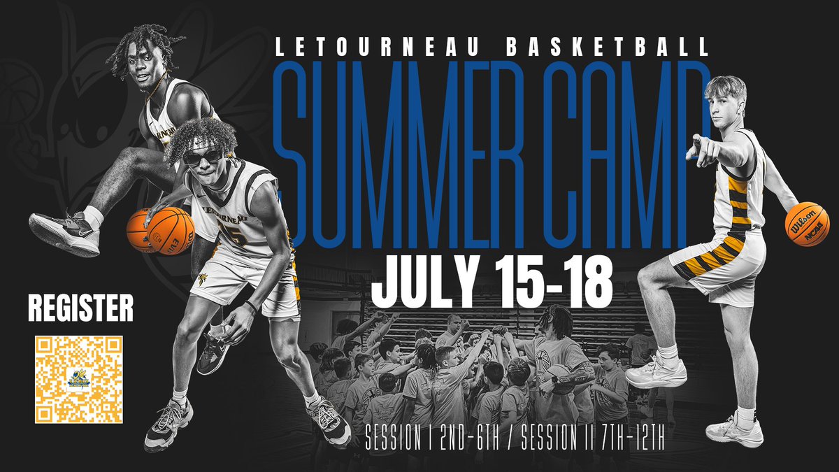 SUMMER 🏀 CAMP | JULY 15-18 Make sure LeTourneau Basketball Camp is on your summer calendar and register today! A fun week of drills and games to develop valuable basketball skills led by the LETU coaching staff and players. More info and registration letourneaubasketballcamps.com