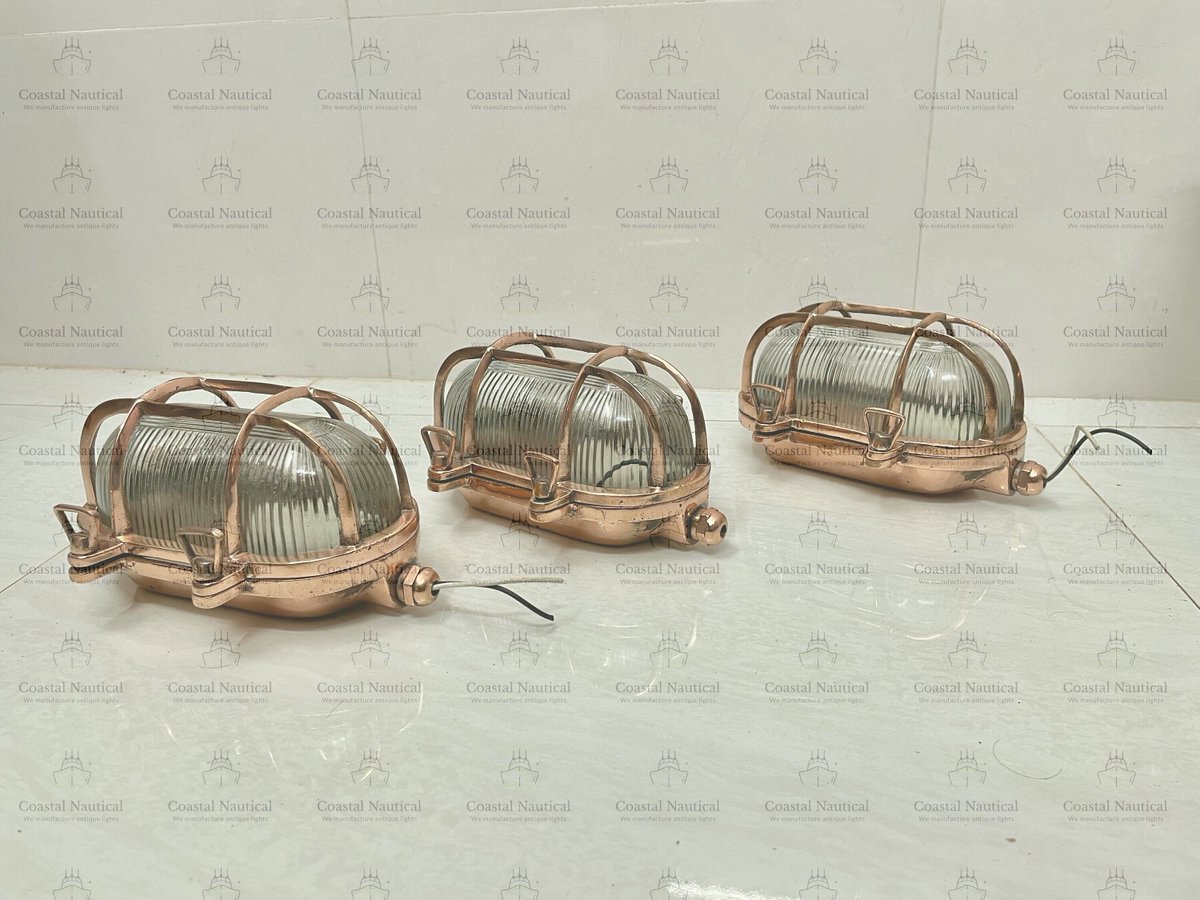 Excited to share the latest addition to my #etsy shop: Nautical Lights For Sale Industrial Copper Bulkhead Wall Light Fixture Lot Of 3 etsy.me/3UK4j3T #bedroom #artnouveau #glass #yes #frosted #copper #flushmount #lightfixtures #shiplight