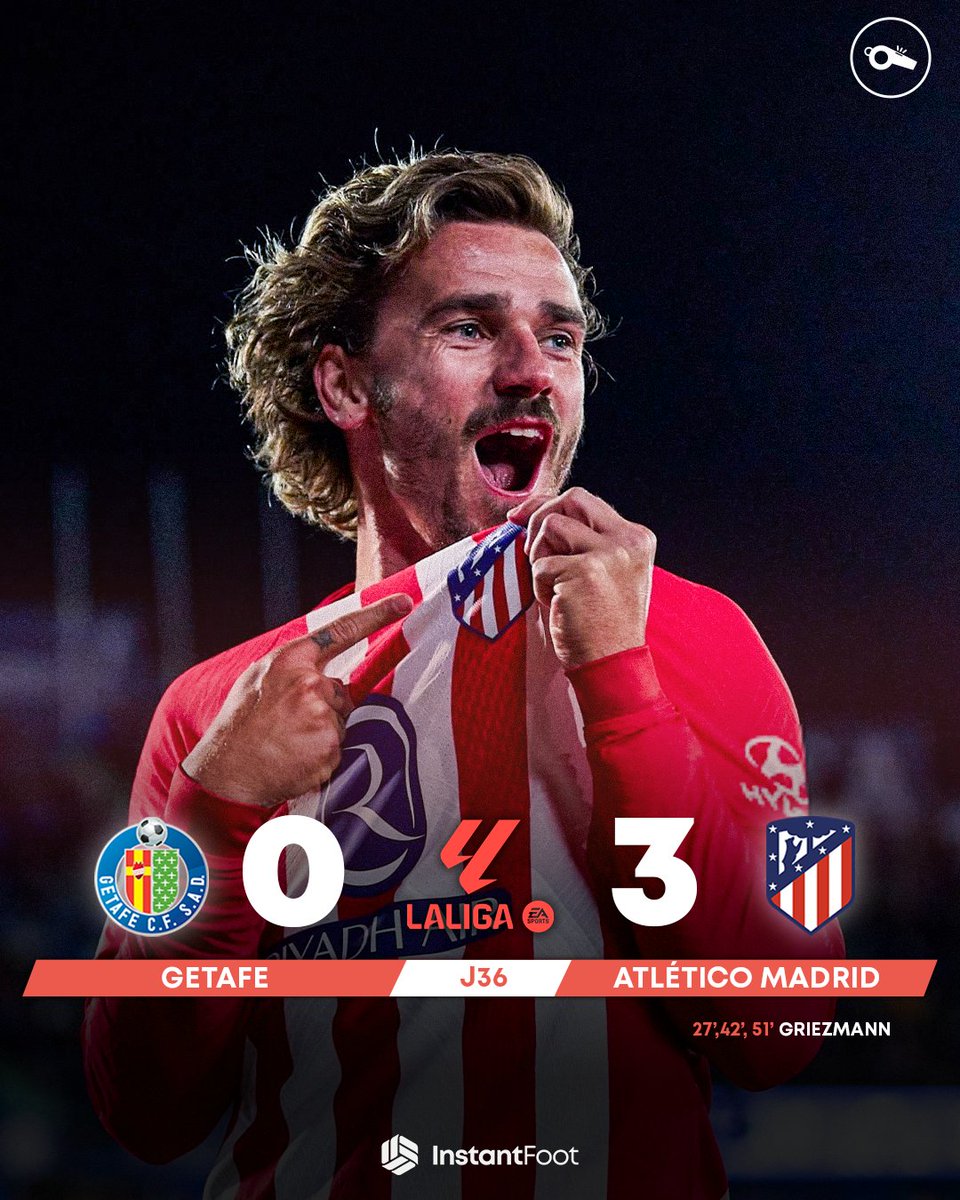 ⏱️ 𝗧𝗘𝗥𝗠𝗜𝗡𝗘́ ! 𝗚𝗥𝗔̂𝗖𝗘 𝗔̀ 𝗨𝗡 𝗧𝗥𝗜𝗣𝗟𝗘́ 𝗗'𝗔𝗡𝗧𝗢𝗜𝗡𝗘 𝗚𝗥𝗜𝗘𝗭𝗠𝗔𝗡𝗡, 𝗟'𝗔𝗧𝗟𝗘́𝗧𝗜𝗖𝗢 𝗠𝗔𝗗𝗥𝗜𝗗 𝗔𝗦𝗦𝗨𝗥𝗘 𝗦𝗔 𝗤𝗨𝗔𝗟𝗜𝗙𝗜𝗖𝗔𝗧𝗜𝗢𝗡 𝗘𝗡 𝗟𝗗𝗖 ! ❤️🤍

Victoire propre et sans bavure pour l'Atlético Madrid dans ce derby face à Getafe,