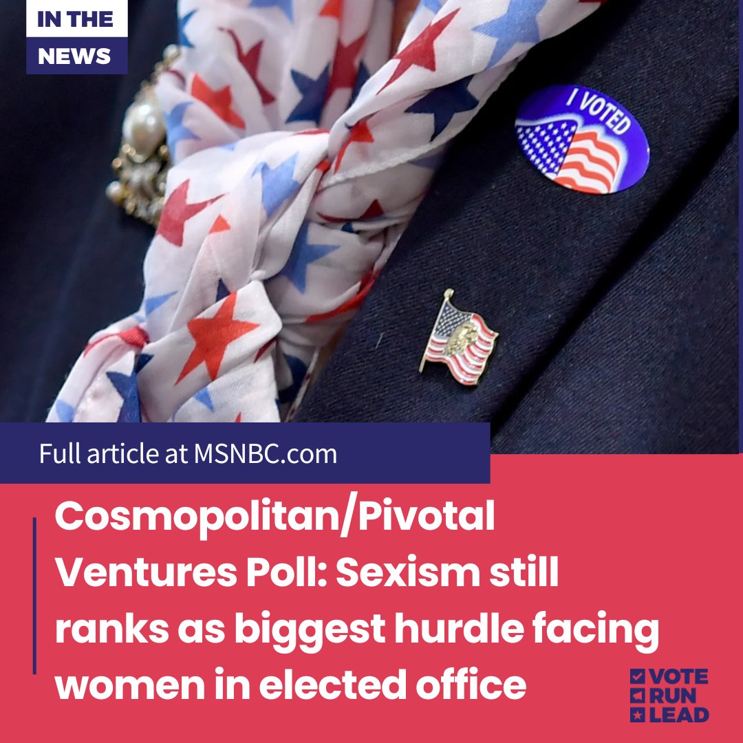 MSNBC examines insightful new poll from @Cosmopolitan & @pivotalventures which found sexism ranked as largest perceived challenge for elected women. VRL is proud to be named a powerful resource for women fighting back, as leaders and lawmakers. Read more: on.msnbc.com/3UZaNNJ