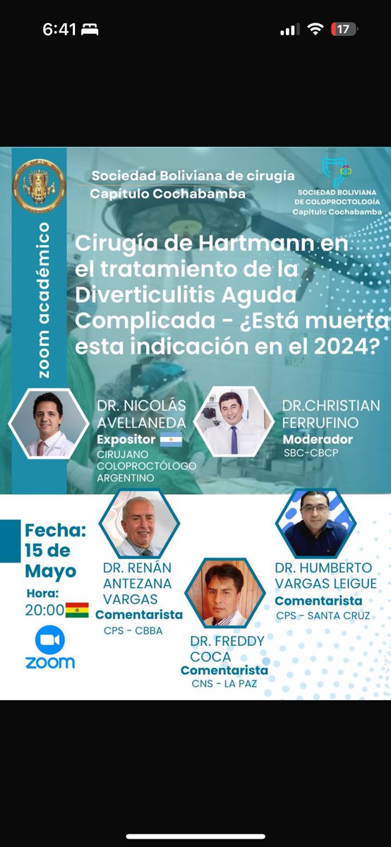 Arrancamos en 2 horas! Link: us02web.zoom.us/j/82806420049?… @ChrisFerMD @mviolam @gastrocirs @latamccr @ColorectalDis @escp_tweets @TechColoproctol @RenanAntelo @gaboescvi @DIVERTICULARDIS