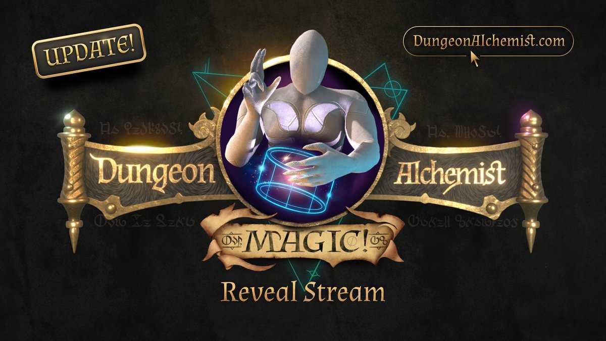 Dungeon Alchemist (@dungeonalchemi1) on Twitter photo We're thrilled to announce two captivating reveal streams where we'll unveil the latest enhancements, features, and quality-of-life improvements in the Magic! Update. 
Don't miss the chance to see what mystical concoctions we've been brewing⚗️
RSVP to both events to ensure you We're thrilled to announce two captivating reveal streams where we'll unveil the latest enhancements, features, and quality-of-life improvements in the Magic! Update. 
Don't miss the chance to see what mystical concoctions we've been brewing⚗️
RSVP to both events to ensure you