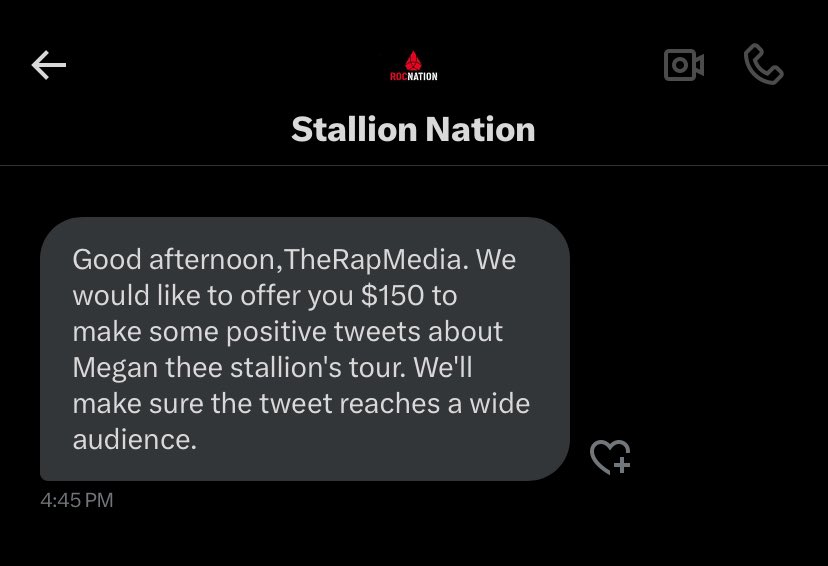 Y’all Megan’s team is trying to pay twitter pages to post positive things about her tour😭😭