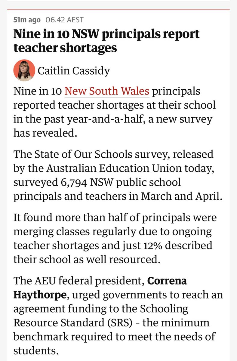 NSW public schools are grappling with massive teacher shortages, and are in danger of losing many more teachers due to unsustainable workloads. @AlboMP must work with the State Government to fully fund public schools in order to urgently address this. #auspol